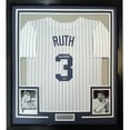 thumbnail image 1 of Framed Facsimile Autographed Babe Ruth 35x39 New York Pinstripe Reprint Laser Auto Baseball Jersey, 1 of 2