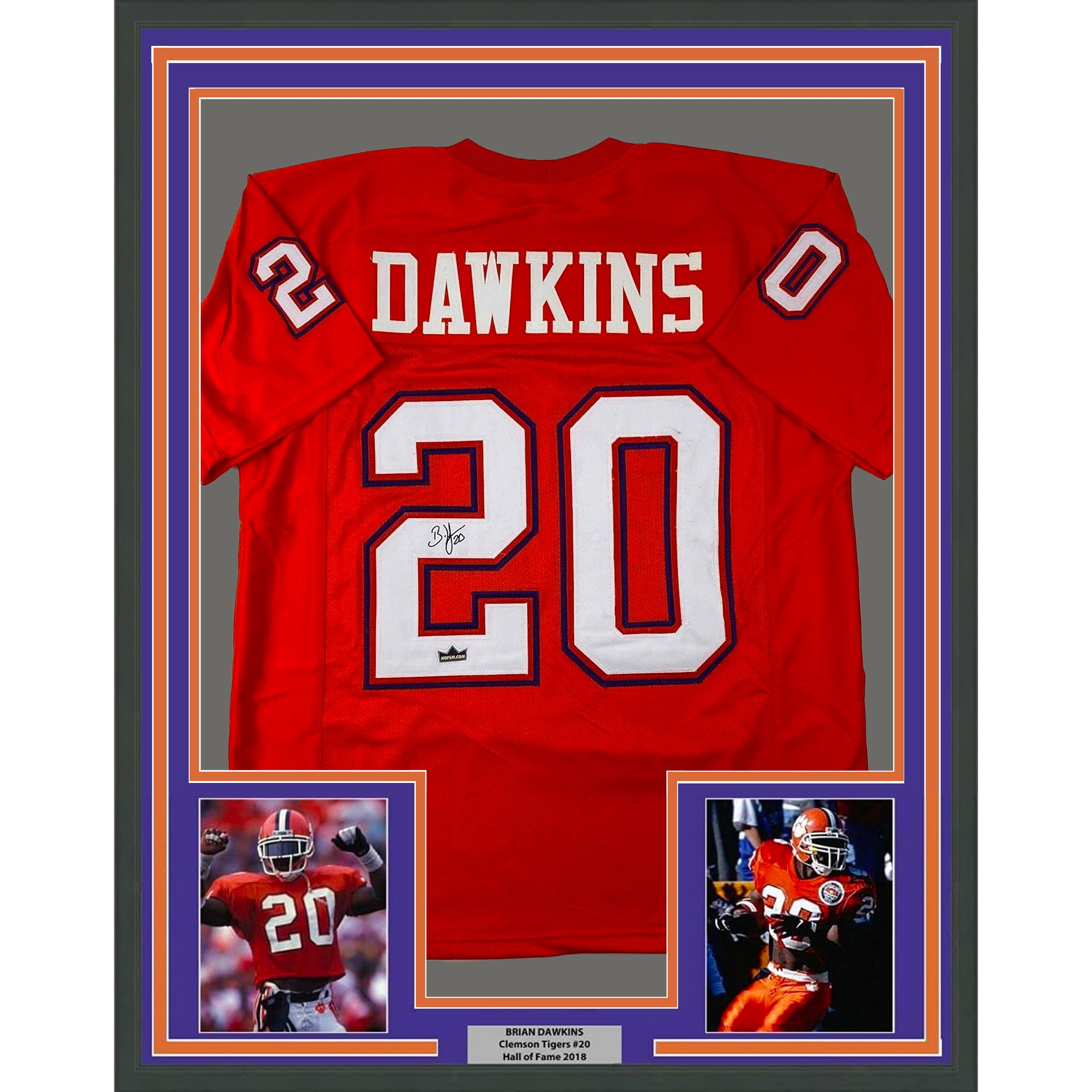 Dawkins Signed Brian Dawkins College Jersey Framed Facsimile
