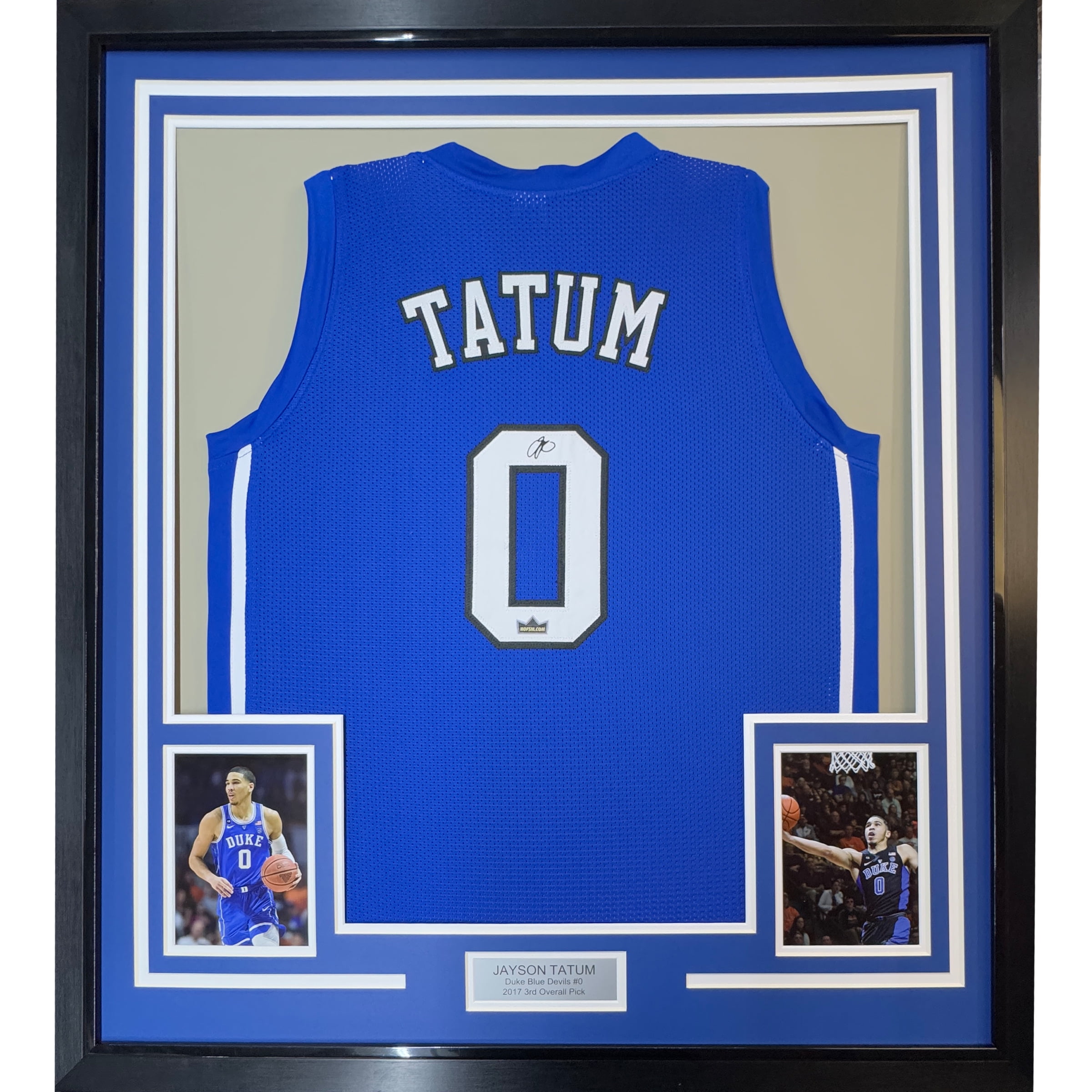 Framed Facsimile Autographed Jayson Tatum 35x39 Duke Blue Reprint Laser Auto College Basketball Jersey