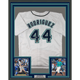 thumbnail image 1 of Framed Facsimile Autographed Julio Rodriguez 35x39 Seattle White Reprint Laser Auto Baseball Jersey, 1 of 2