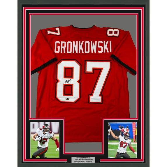 Framed Facsimile Autographed Rob Gronk Gronkowski 35x39 Tampa Bay Red Reprint Laser Auto Football