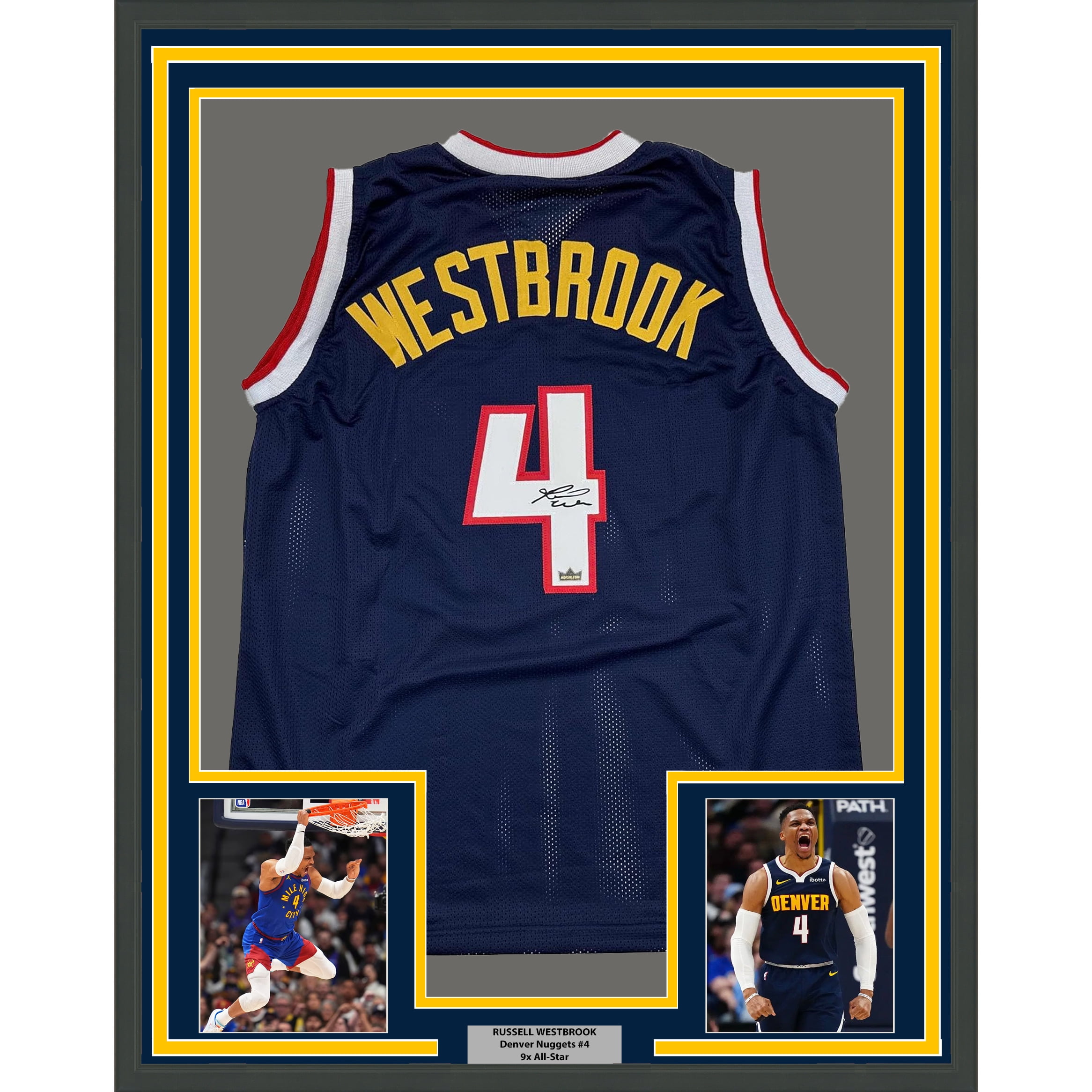Denver Nuggets Jersey Nba Store Russell Westbrook Framed Facsimile  Autographed Russell Westbrook 35x39 Denver Blue