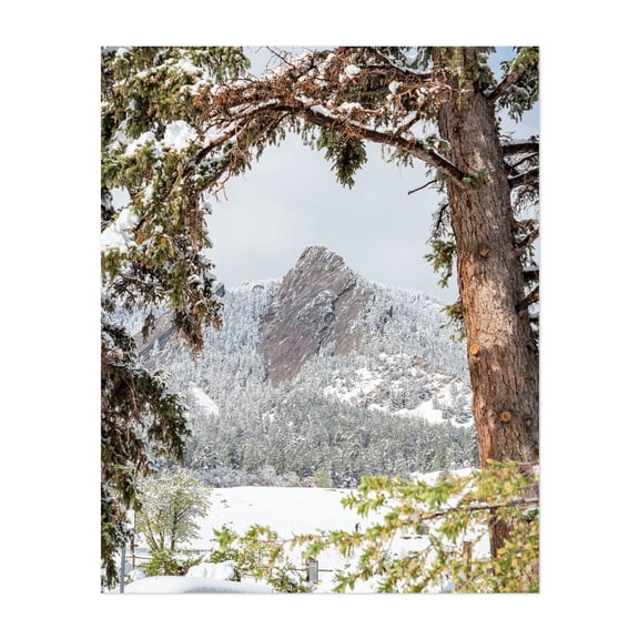 Framed Flatiron - Boulder Colorado Photography Mountain Winter Snow Scenic Nature Landscape Forest Unframed Wall Art Print 6 x 8 inches