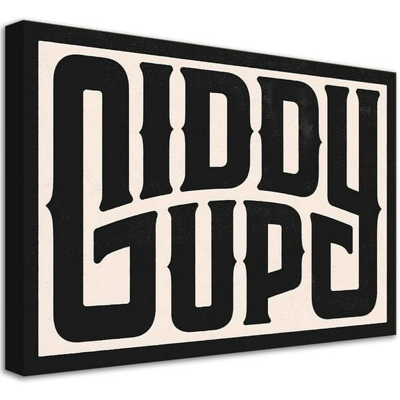 Framed Giddy Up Wall Art Western Wall Art Modern Wall Decor Southern Home Decor Ranch Wall Decor Giddy Up Poster Modern Farmhouse Canvas Painting Home Decor for Bathroom Living Room 16x12 in Framed