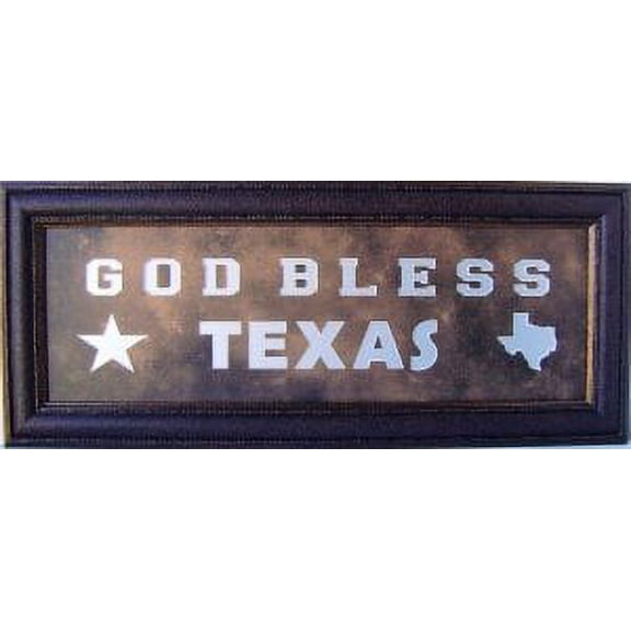 Framed God Bless Texas Mirror | Mirror Under Custom Designed Mat | 15L X 35W" Inches