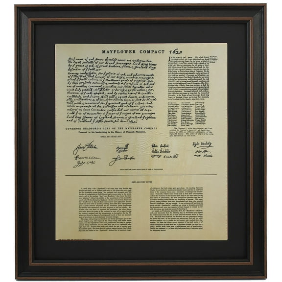Framed Governor Bradford Copy of The Mayflower Compact. Replica Prints by Patriot Gear Company