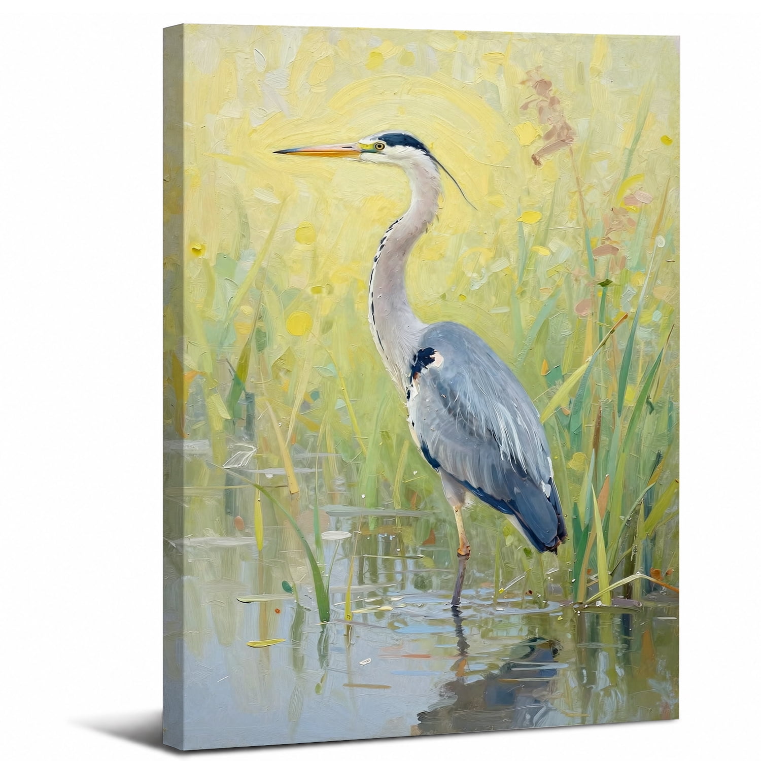 Framed Great Blue Heron Canvas Wall Art Decor,Vintage Wildlife Bird ...