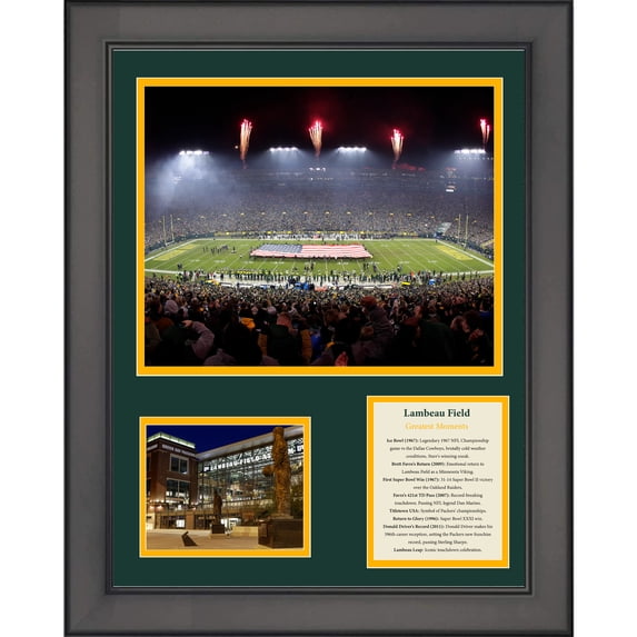 Framed Greatest Moments at Lambeau Field Green Bay Packers 11"x14" Football Three Photo Collage