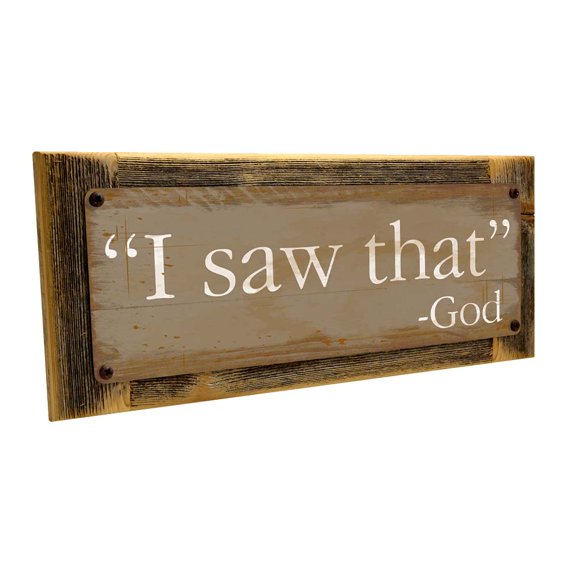 Framed I Saw That, God 4"x12" Metal Sign, Wall Décor for Inspirational