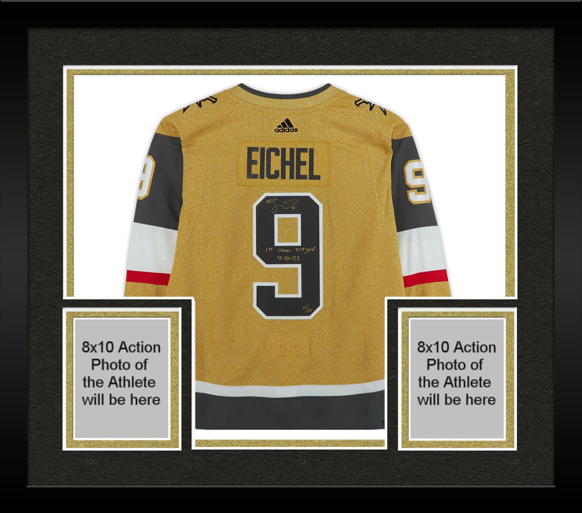 Framed Jack Eichel Vegas Golden Knights Autographed Gold Adidas