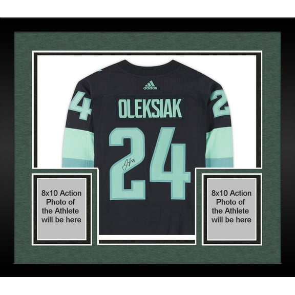 Framed Jamie Oleksiak Seattle Kraken Autographed Navy Adidas Authentic Jersey with Inaugural Season Jersey Patch - Fanatics Authentic Certified