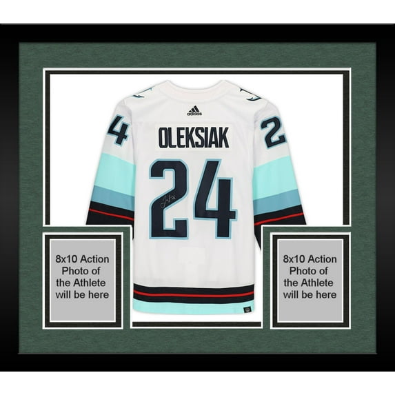 Framed Jamie Oleksiak Seattle Kraken Autographed White Adidas Authentic Jersey with Inaugural Season Jersey Patch - Fanatics Authentic Certified