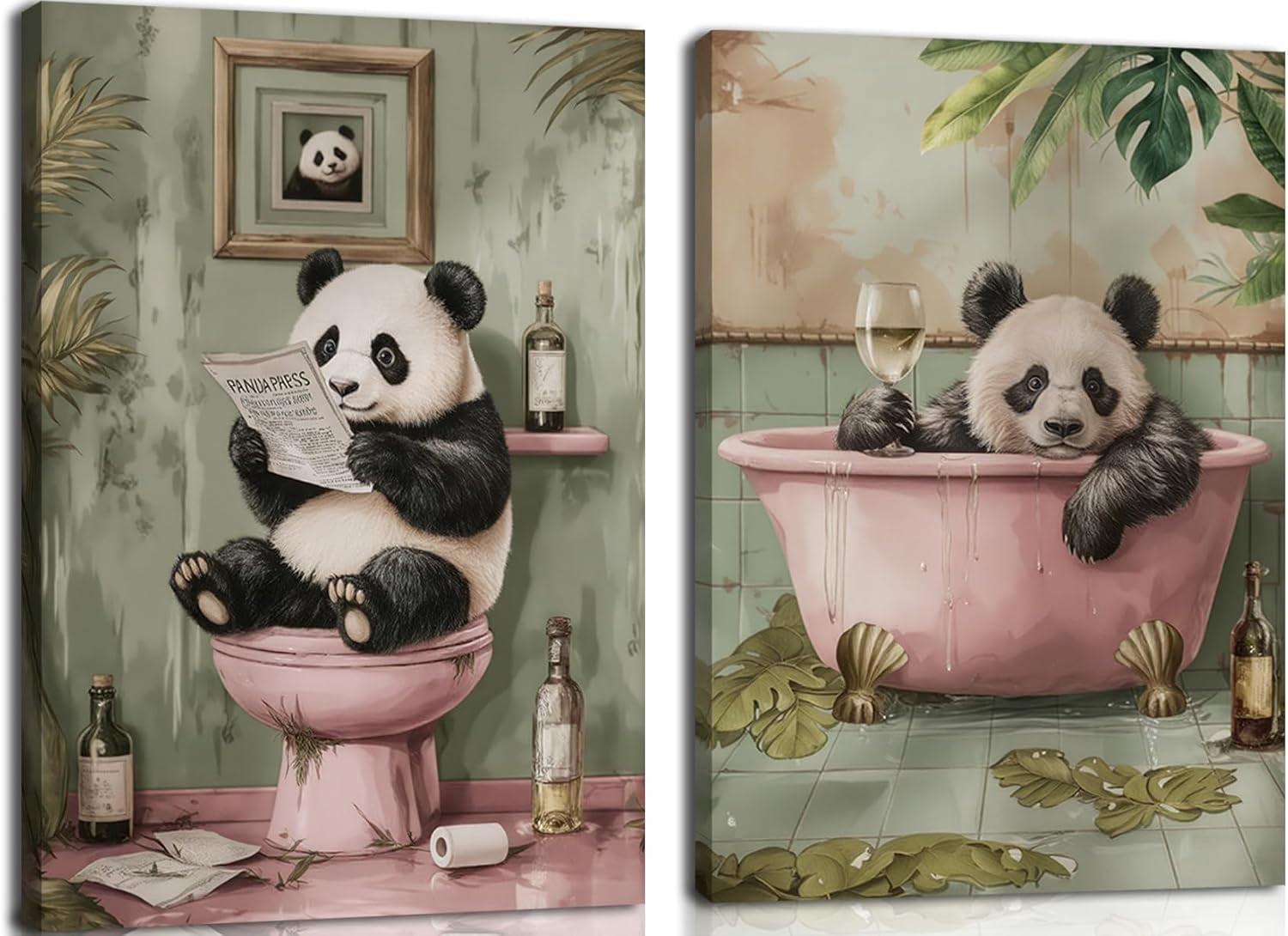 Framed Japanese Bathroom Wall Art Set of 3, Cute Tabby Cat Fox and Frog ...