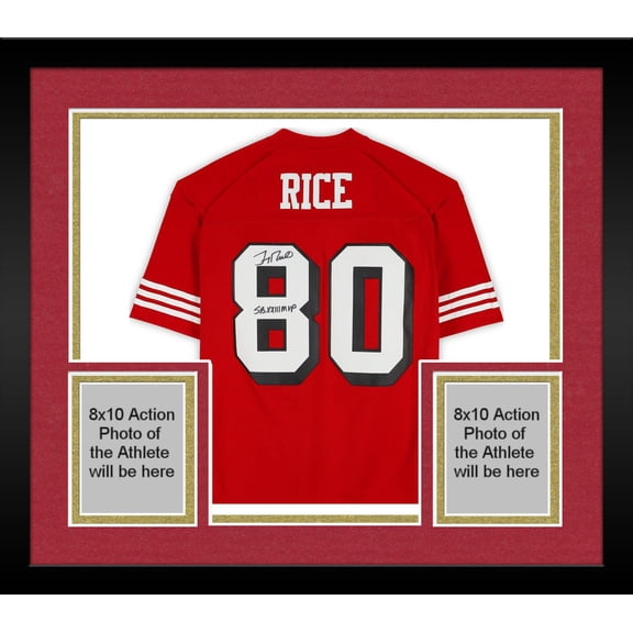 Framed Jerry Rice San Francisco 49ers Autographed Mitchell & Ness 1994 Red Replica Jersey with "SB XXIII MVP" Inscription - Fanatics Authentic Certified