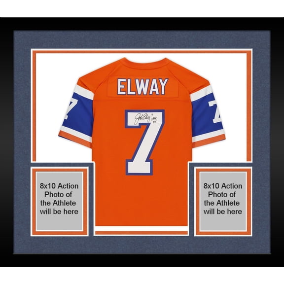 Framed John Elway Denver Broncos Autographed Mitchell & Ness Orange Replica Jersey with "HOF 2004" Inscription - Fanatics Authentic Certified
