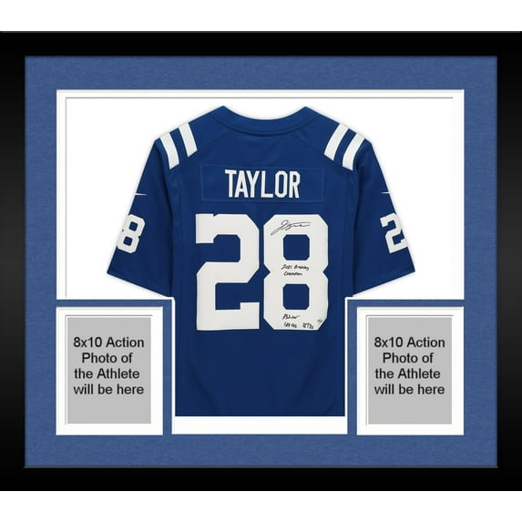 Framed Jonathan Taylor Indianapolis Colts Autographed Blue Limited Jersey with Dual Inscriptions - Limited Edition of 28 - Fanatics Authentic Certified