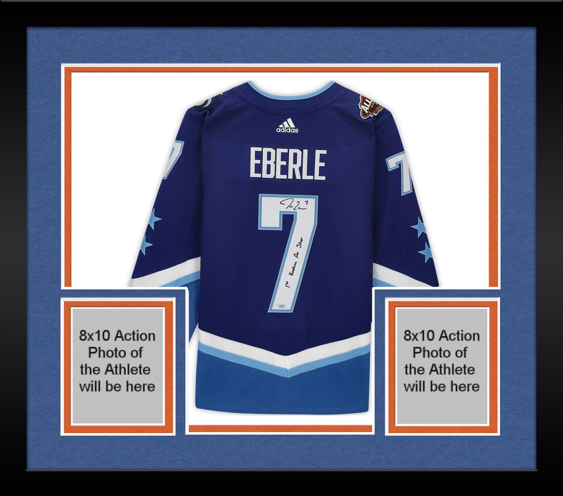 Framed Jordan Eberle Autographed 2022 NHL All-Star Game Blue Adidas Authentic Jersey with "1st Kraken All-Star" Inscription - Fanatics Authentic Certified