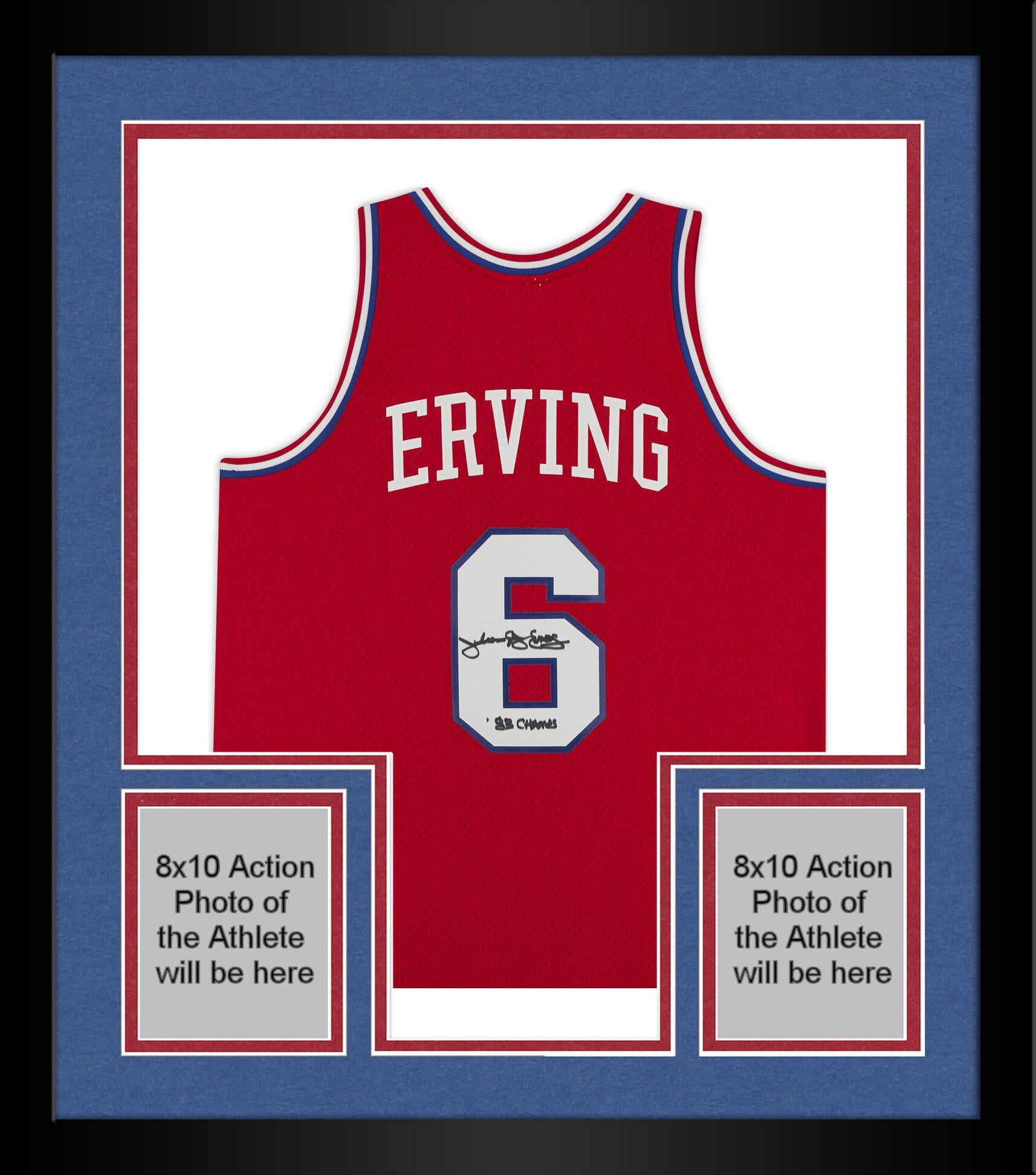 Julius Erving Philadelphia 76ers Autographed Red 1982-83 Mitchell and Ness  Replica Jersey with 1983 NBA Champ Inscription