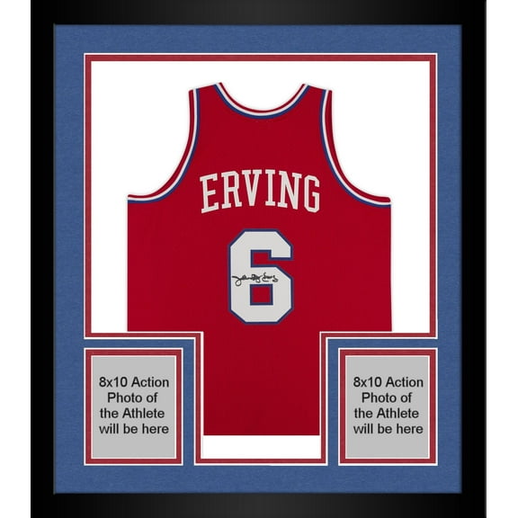 Framed Julius Erving Philadelpha 76ers Autographed Red 1982-83 Mitchell & Ness Replica Jersey - Fanatics Authentic Certified