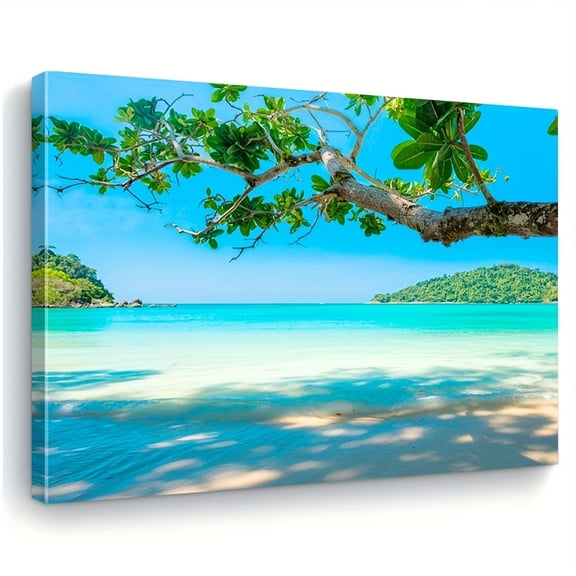 Framed, Large Beach Landscape Decorative Painting Living Room Sea Wave Sunset Wall Canvas Painting Coastal Natural Scenery Canvas Print Modern Artist Decorative Living Room Bedroom Wall Hanging