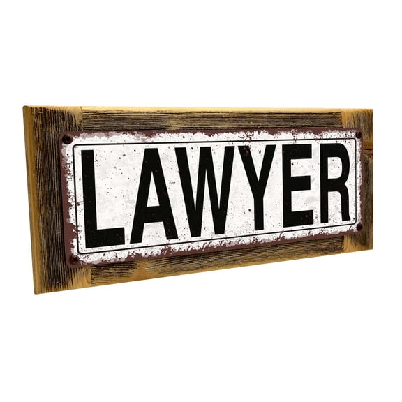 Framed Lawyer 4"x12" Metal Sign, Wall Décor for Home and Office