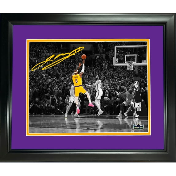 Framed LeBron James All-Time Scoring Record Shot Laser Engraved Signature Auto 11"x14" Basketball Photo HOFSM Holo