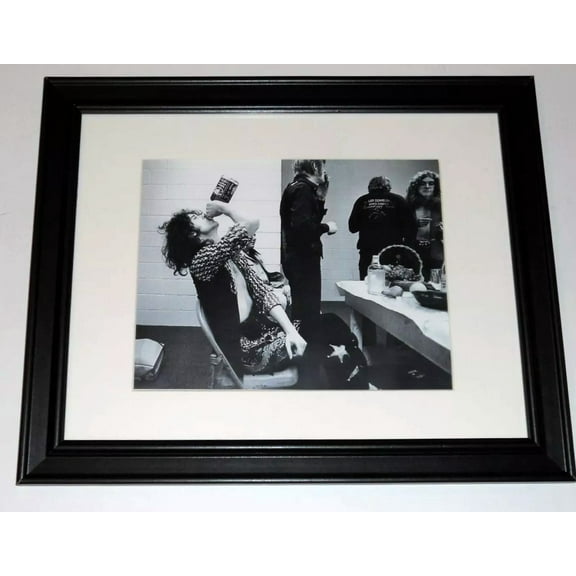 Framed Led Zeppelin Jimmy Page/Robert Plant '75 Backstage with Jack Daniels 13"x16"