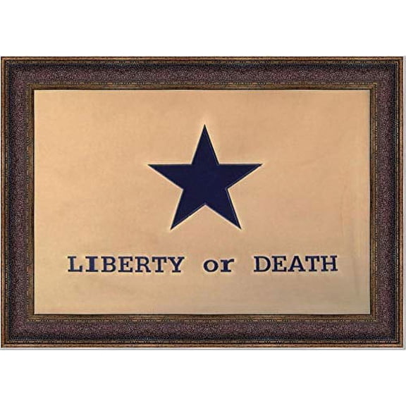 Framed Liberty or Death Flag | Real Cotton Cloth Embroidered Flag | 28L X 40W" Inches