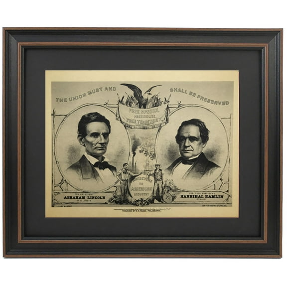 Framed Lincoln for President Campaign Broadside. Replica Prints by Patriot Gear Company