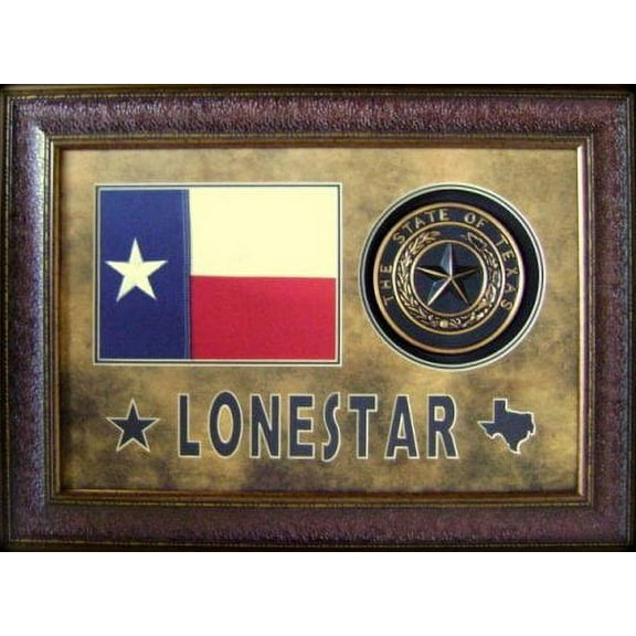 Framed Lone Star Flag and Seal Shadowbox | 28L X 38W" Inches