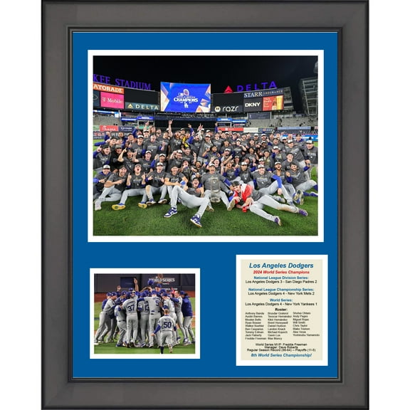 Framed Los Angeles Dodgers 2024 World Series Champions 11"x14" Baseball Three Photo Collage