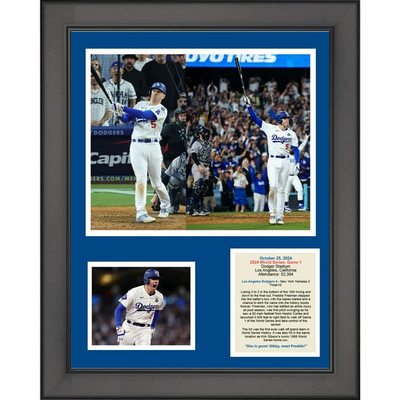 Framed Los Angeles Dodgers 2024 World Series Game 1 Freddie Freeman Walkoff Grand Slam 11"x14" Three Photo Collage