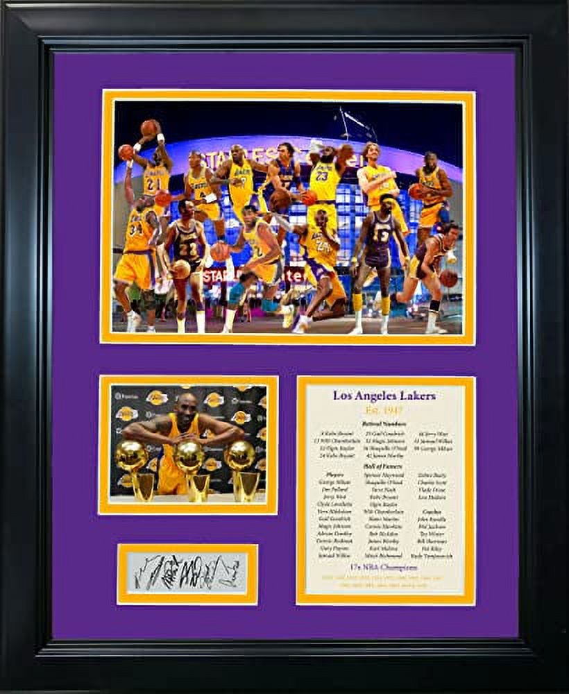 Framed Los Lakers AllTime Greats Facsimile Laser Engraved Signature
