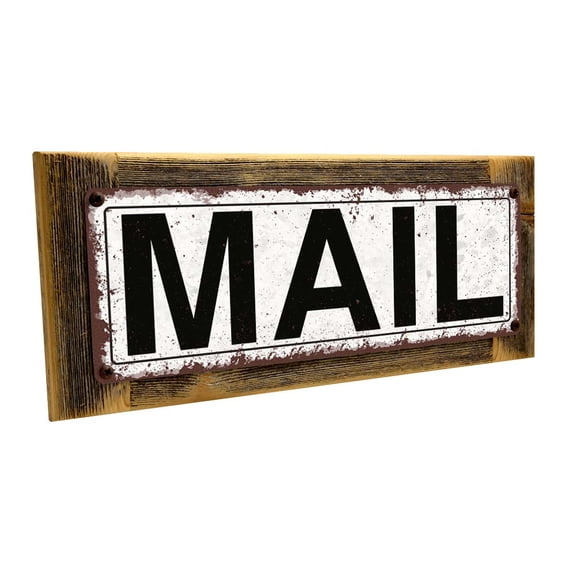 Framed Mail 4"x12" Metal Sign, Wall Décor for Home and Office