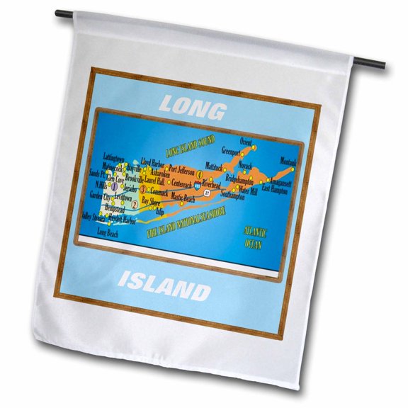 3dRose, Framed Map Of Long Island, 12 x 18 inch Garden Flag