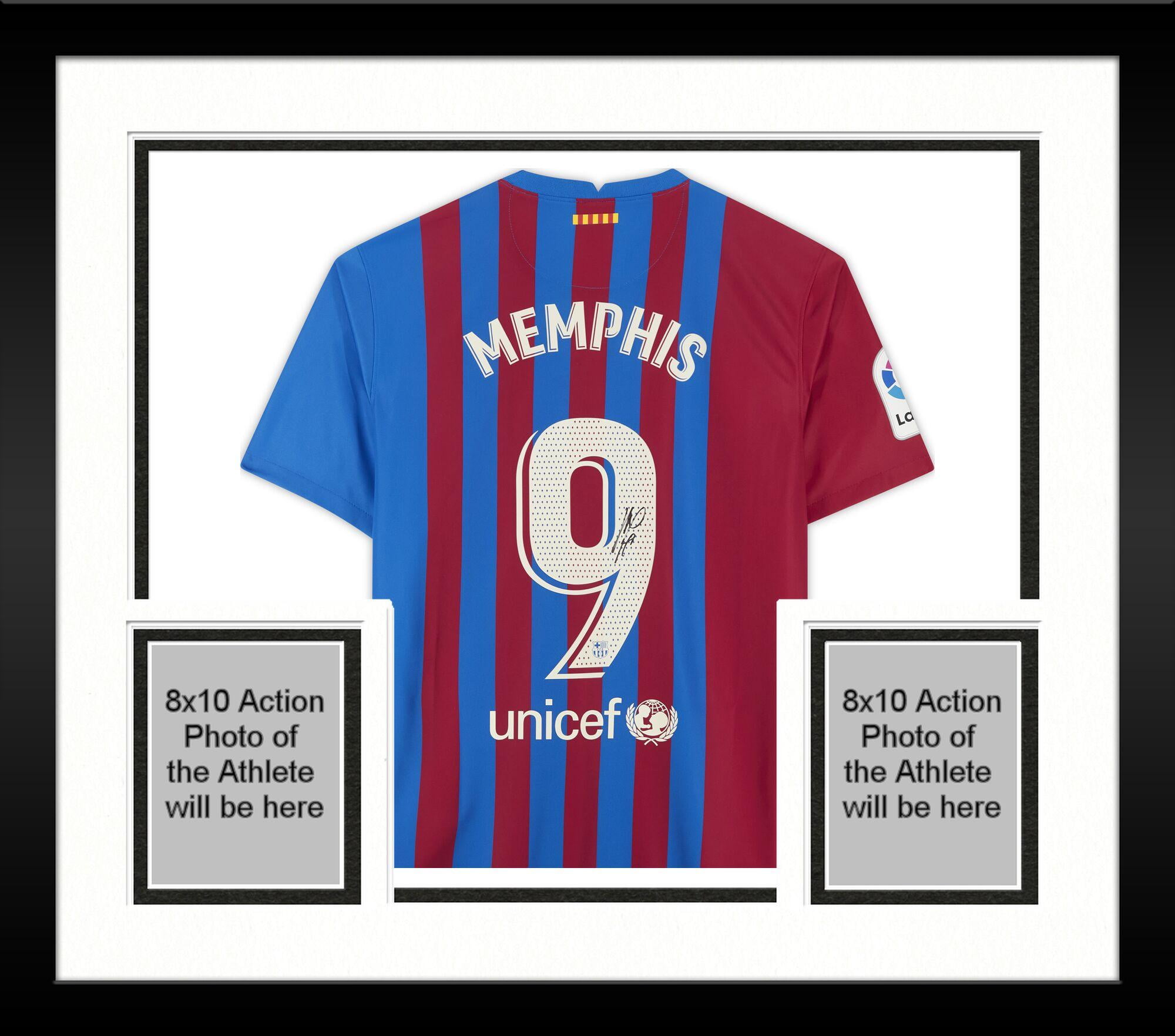 Framed Memphis Depay FC Barcelona Autographed 2021-22 Home Jersey - Fanatics Authentic Certified 
