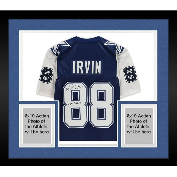 Framed Michael Irvin Dallas Cowboys Autographed Mitchell & Ness 1995 Throwback Navy Authentic Jersey with "HOF 2007" Inscription - Fanatics Authentic Certified