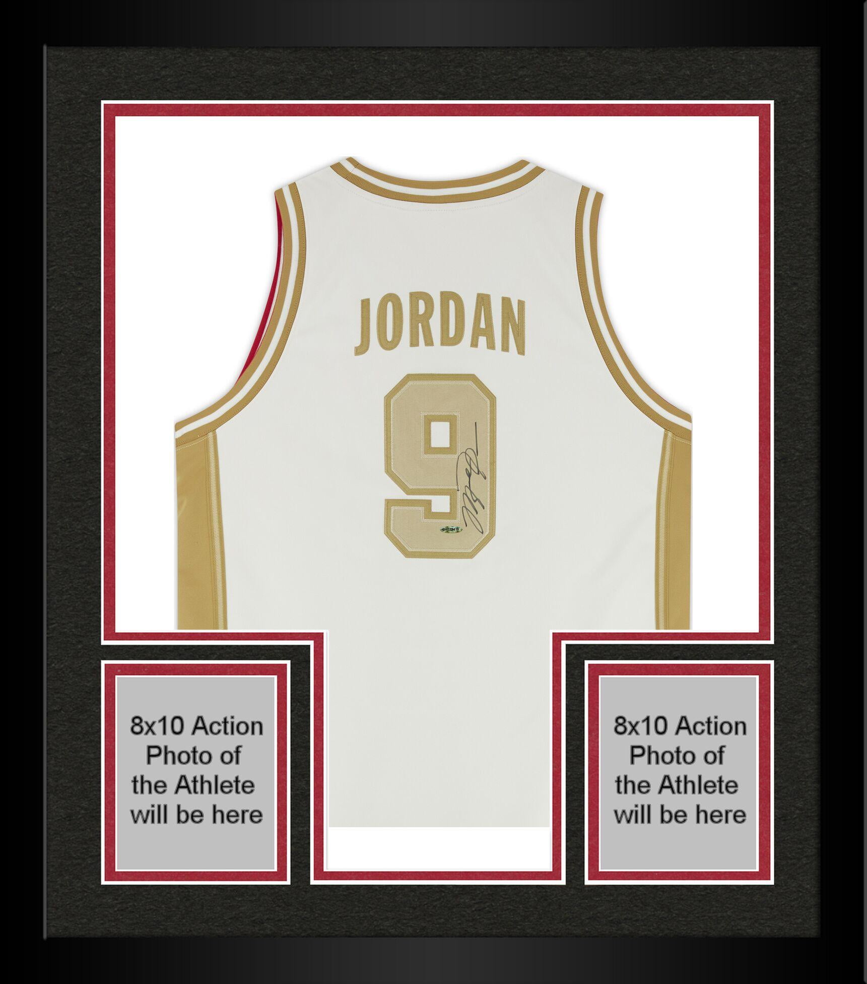 Framed Michael Jordan Team USA Autographed Gold Jersey - Upper