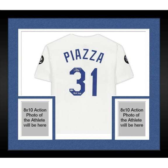 Framed Mike Piazza Los Angeles Dodgers Autographed Mitchell and Ness White Authentic Jersey with "HOF 2016" Inscription - Fanatics Authentic Certified
