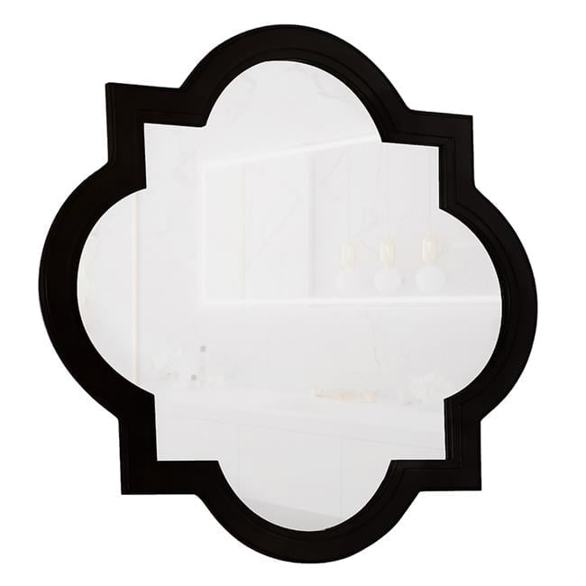 Black Quatrefoil Waterproof Wood Bathroom Vanity Mirror