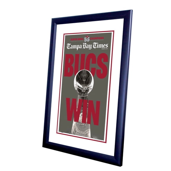 Framed Newspaper 2021 Tampa Bay Times Buccaneers NFL Superbowl LV - Bucs Win