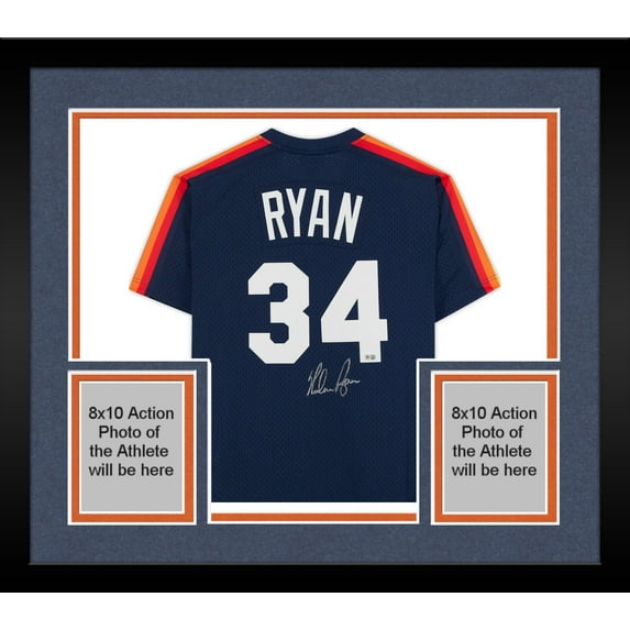 Framed Nolan Ryan Houston Rangers Autographed Navy Mitchell & Ness Authentic Jersey - Fanatics Authentic Certified