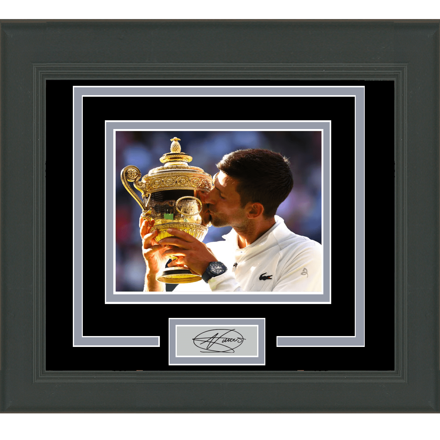 Framed Novak Djokovic Facsimile Laser Engraved Signature Auto Wimbledon ...