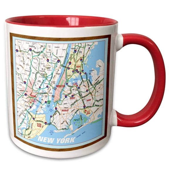 3drose, Framed Nyc Boroughs, 11oz Two-tone Red Mug