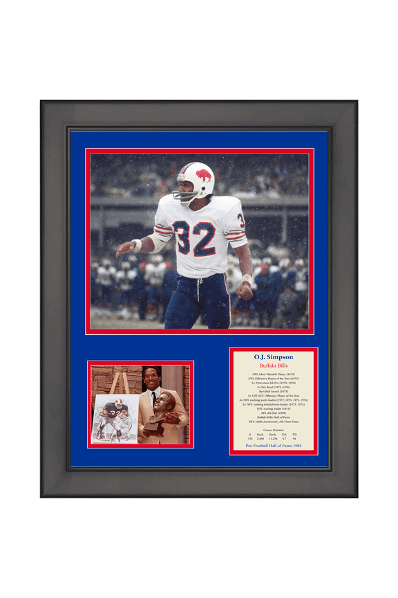 Framed O.J. OJ Simpson Hall of Fame Buffalo Bills Football 11"x14" Three Photo Collage