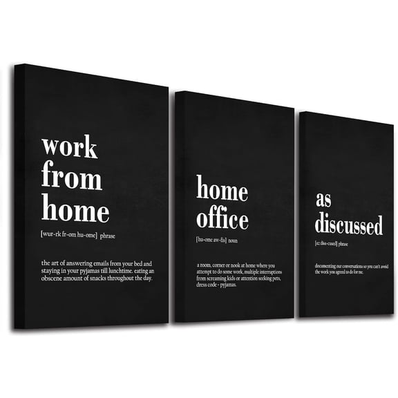 Framed Office Decor Canvas Wall Art Positive Quote - Office Black Large Wall Art, Quotes Poster, Positive Motivational Artwork Set of 3 Prints, Inspirational Wall Art Painting