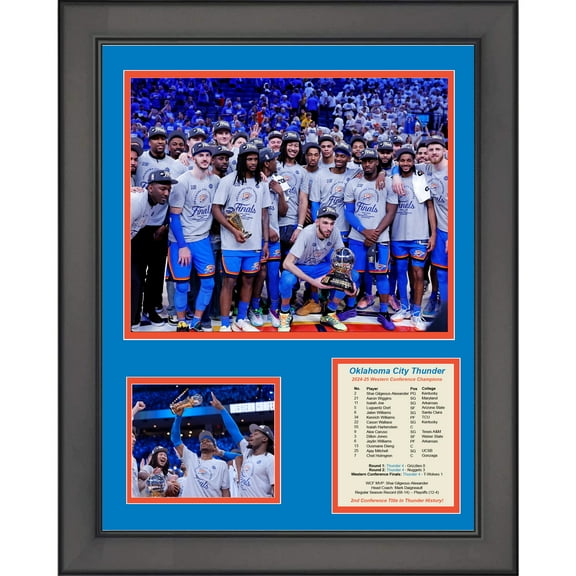 Framed Oklahoma City Thunder 2024-2025 Western Conference Finals Champions 11"x14" Three Photo Collage