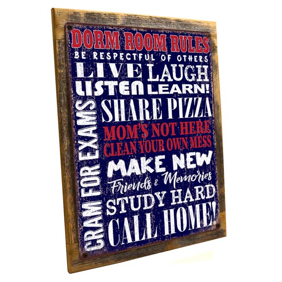 Framed, Outdoor Dorm Room Rules 9"x12" Metal Sign, Wall Decor for Beach House or Coastal Home, Hand-Crafted from reclaimed materials