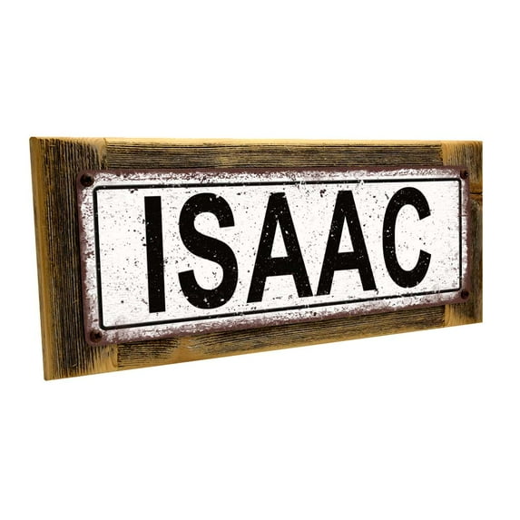 Framed, Outdoor Isaac 4"x12" Metal Sign, Wall Décor for Kids Room and Nursery