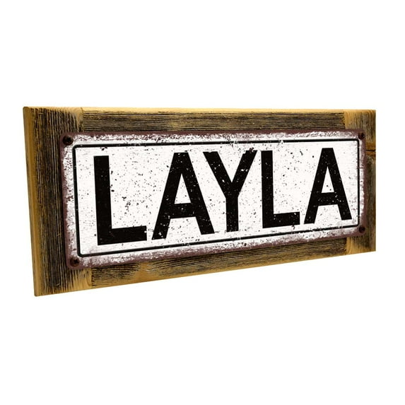Framed, Outdoor Layla 4"x12" Metal Sign, Wall Décor for Kids Room and Nursery
